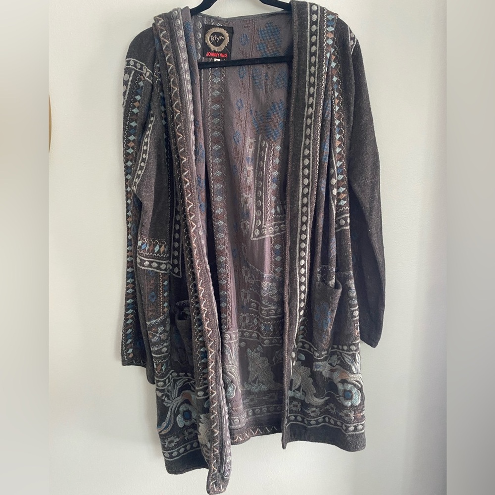 Johnny Was - embroidered hooded cardigan